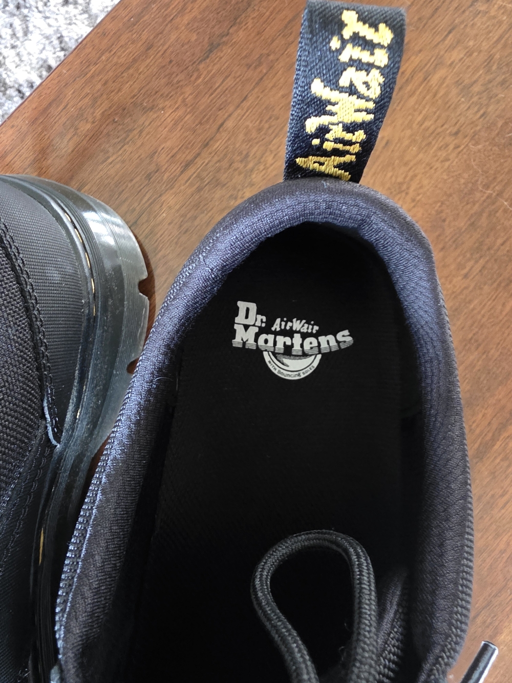 Dr. Martens Black Lace-Up Oxford Shoes with Yellow Stitching - Picture 2 of 4